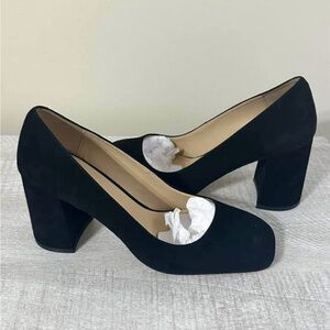 Ann Taylor Elegant Black Suede Women's Block Heel Shoes (no box)